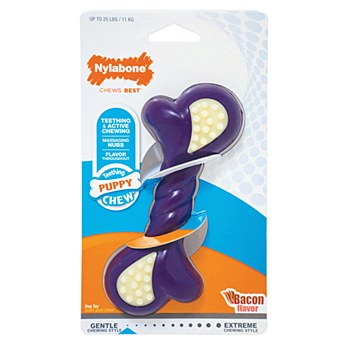 Nylabone Puppy Chew Double Action Bacon Flavour Regular Chew Dog Toy