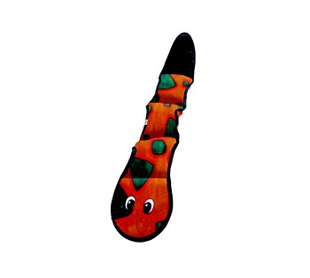 Outward Hound Invincible Snake Orange &amp; Blue with 3 squeakers Dog Toy