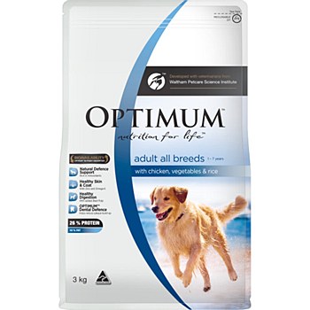 Optimum Adult Dog with Chicken, Vegetables &amp; Rice 3kg Dry Dog Food