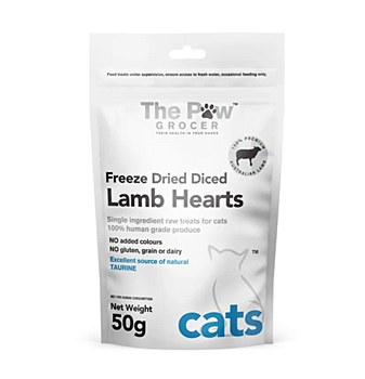 The Paw Grocer Freeze Diced Lamb Hearts Cat Treats 50g