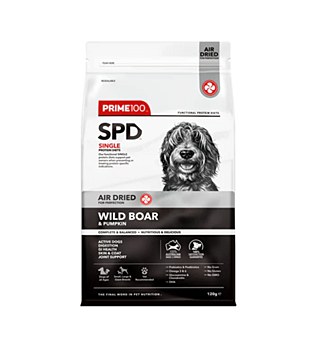 Prime100 Single Protein Diet Air Dried Wild Boar &amp; Pumpkin Dry Dog Food 120g