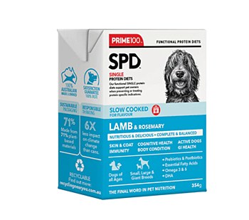Prime100 Single Protein Diet Slow Cooked Lamb &amp; Rosemary 354g x12 Wet Dog Food