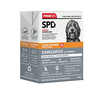 Prime100 Single Protein Diet Slow Cooked Kangaroo &amp; Pumpkin 354g x12 Wet Dog Food
