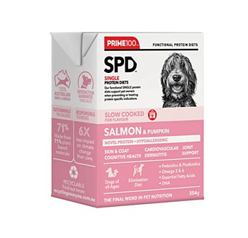 Prime100 Single Protein Diet Slow Cooked Salmon &amp; Pumpkin 354g x12 Wet Dog Food
