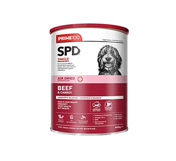 Prime100 Single Protein Diet Air Dried Beef &amp; Carrot Dry Dog Food 600g