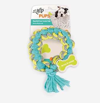 All For Paws Pups Multi Chew Sweater Rope Ring Dog Toy