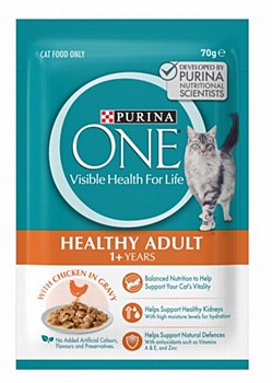 Purina One Healthy Adult with Chicken In Gravy 12x 70g Wet Cat Food