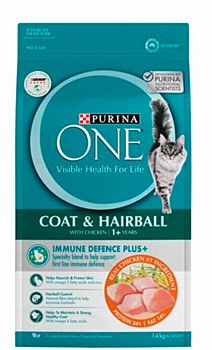 Purina One Coat &amp; Hairball with Chicken 1.4kg Dry Cat Food