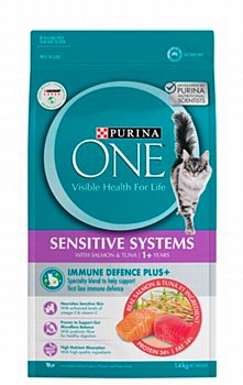 Purina One Sensitive Systems with Salmon &amp; Tuna 1.4kg Dry Cat Food
