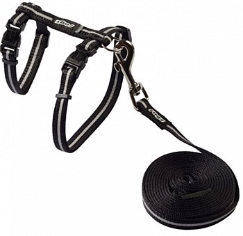 Rogz Control Cat Harness &amp; Lead Set Alleycat Black 11mm