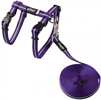 Rogz Control Cat Harness &amp; Lead Set AlleyCat Purple 11mm