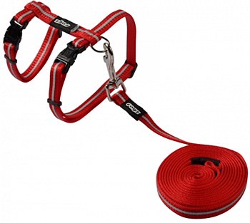 Rogz Control Cat Harness &amp; Lead Set AlleyCat Red 11mm