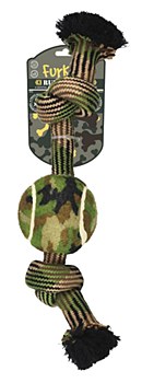 Furkidz Ruff n Tuff 2 Knot Rope with Ball Dog Toy Large 43cm