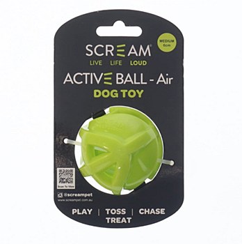 Scream Active Ball AIR Loud Green Medium Dog Toy