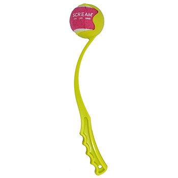 Scream Ball Launcher Loud Green 38cm Dog Toy