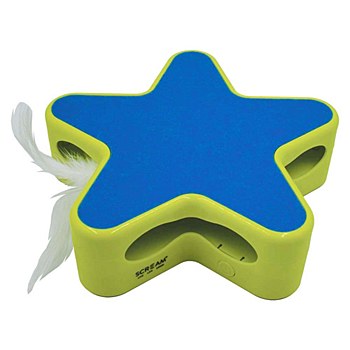 Scream Electronic Star Green &amp; Blue 19 x 5cm Cat Toy