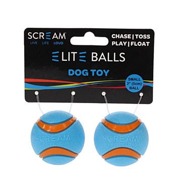 Scream Elite Ball Loud Blue &amp; Orange Small Dog Toy (2 pack)