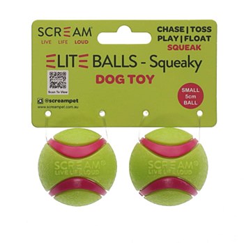 Scream Elite Ball Loud Green &amp; Pink Small Dog Toy (2 Pack)