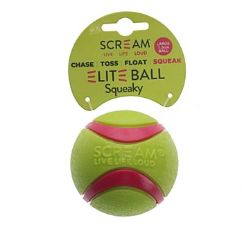 Scream Elite Ball Loud Green &amp; Pink Large Dog Toy