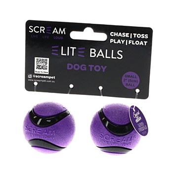 Scream Elite Ball Loud Purple &amp; Black Small Dog Toy (2 pack)