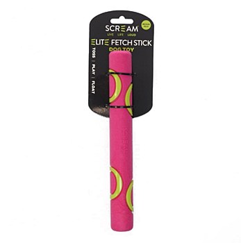 Scream Elite Fetch Stick Loud Pink &amp; Green Medium Dog Toy