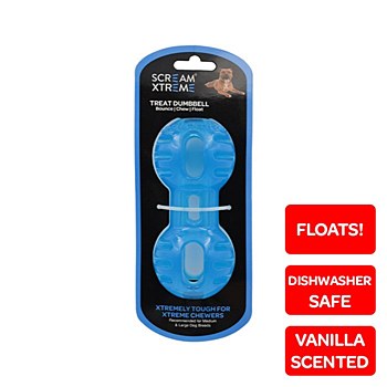 Scream Xtreme Treat Dumbbell for Medium &amp; Large Dog Breeds Blue