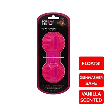 Scream Xtreme Treat Dumbbell for Medium &amp; Large Dog Breeds Pink