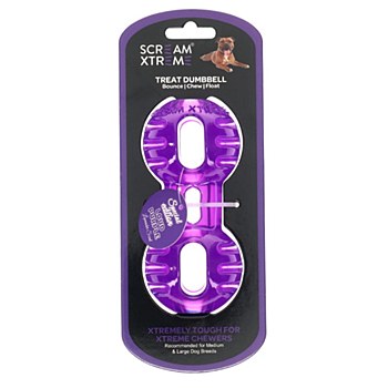 Scream Xtreme Treat Dumbbell for Medium &amp; Large Dog Breeds Purple