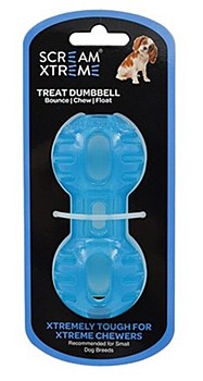 Scream Xtreme Treat Dumbbell for Small Dog Breeds Blue