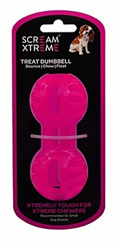 Scream Xtreme Treat Dumbbell for Small Dog Breeds Pink