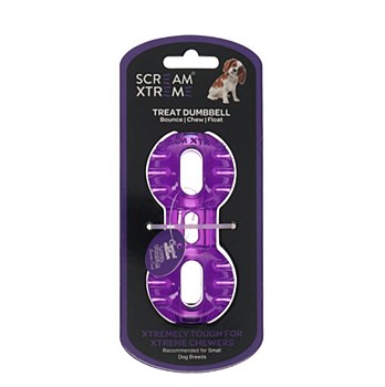 Scream Xtreme Treat Dumbbell for Small Dog Breeds Purple