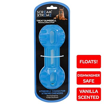 Scream Xtreme Treat Dumbbell for Extra Large Dog Breeds Blue