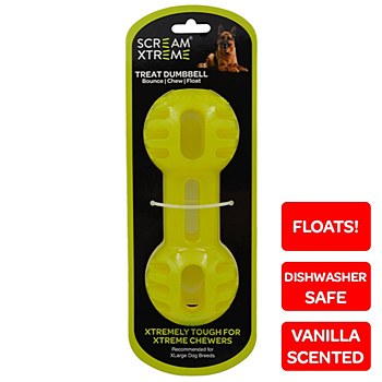 Scream Xtreme Treat Dumbbell for Extra Large Dog Breeds Green