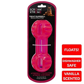 Scream Xtreme Treat Dumbbell for Extra Large Dog Breeds Pink
