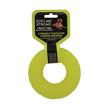 Scream Xtreme Treat Tyre for Medium &amp; Large Dog Breeds Green