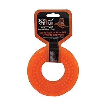 Scream Xtreme Treat Tyre for Medium &amp; Large Dog Breeds Orange