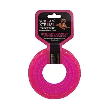 Scream Xtreme Treat Tyre for Medium &amp; Large Dog Breeds Pink