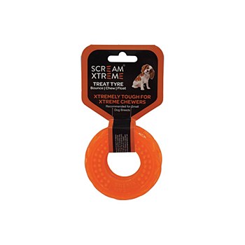 Scream Xtreme Treat Tyre for Small Dog Breeds Orange