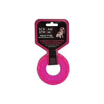 Scream Xtreme Treat Tyre for Small Dog Breeds Pink