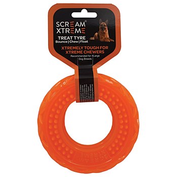 Scream Xtreme Treat Tyre for Extra Large Dog Breeds Orange