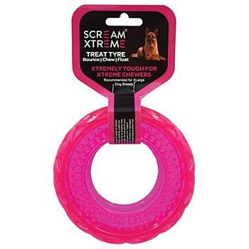 Scream Xtreme Treat Tyre for Extra Large Dog Breeds Pink