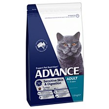 Advance Adult Cat Sensitive Skin & Digestion Turkey 1.5kg Dry Cat Food