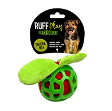 Ruff Play Vegemates Apple Squeaky Plush Dog Toy