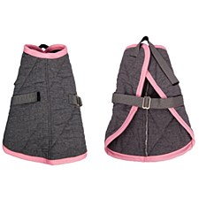 Pet One Dog Coat Night Sleeper Charcoal & Pink 60cm