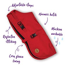 Kazoo Dog Coat Adventure Hatch Red 53cm