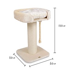 Kazoo High Bed Cream Plush Cat Scratch Post