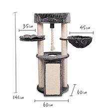 Kazoo Kitty Scratch & Sleep Cream & Charcoal Cat Scratch Post