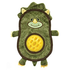 Puppy Play Flatty Crinkle Treat Belly Triceratops Dog Toy