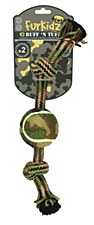 Furkidz Ruff n Tuff 2 Knot Rope with Ball Dog Toy Small 32cm