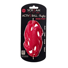 Scream Active Ball RUGBY Loud Pink Medium Dog Toy